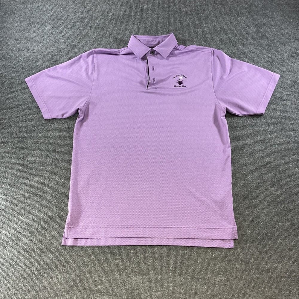 FootJoy Mens M Purple Golf Club at Middle Bay Lisle Micro Chevron Polo Shirt